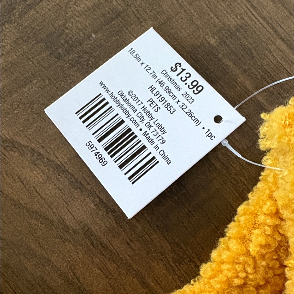 Hobby Lobby Yellow Cat-Shaped Holiday Stocking Decor - Picture 5 of 5